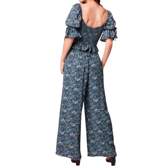 Band of the Free Elise Teal Floral Wide‎ Leg Pants Bohemian Teal XS-NEW - Picture 6 of 9